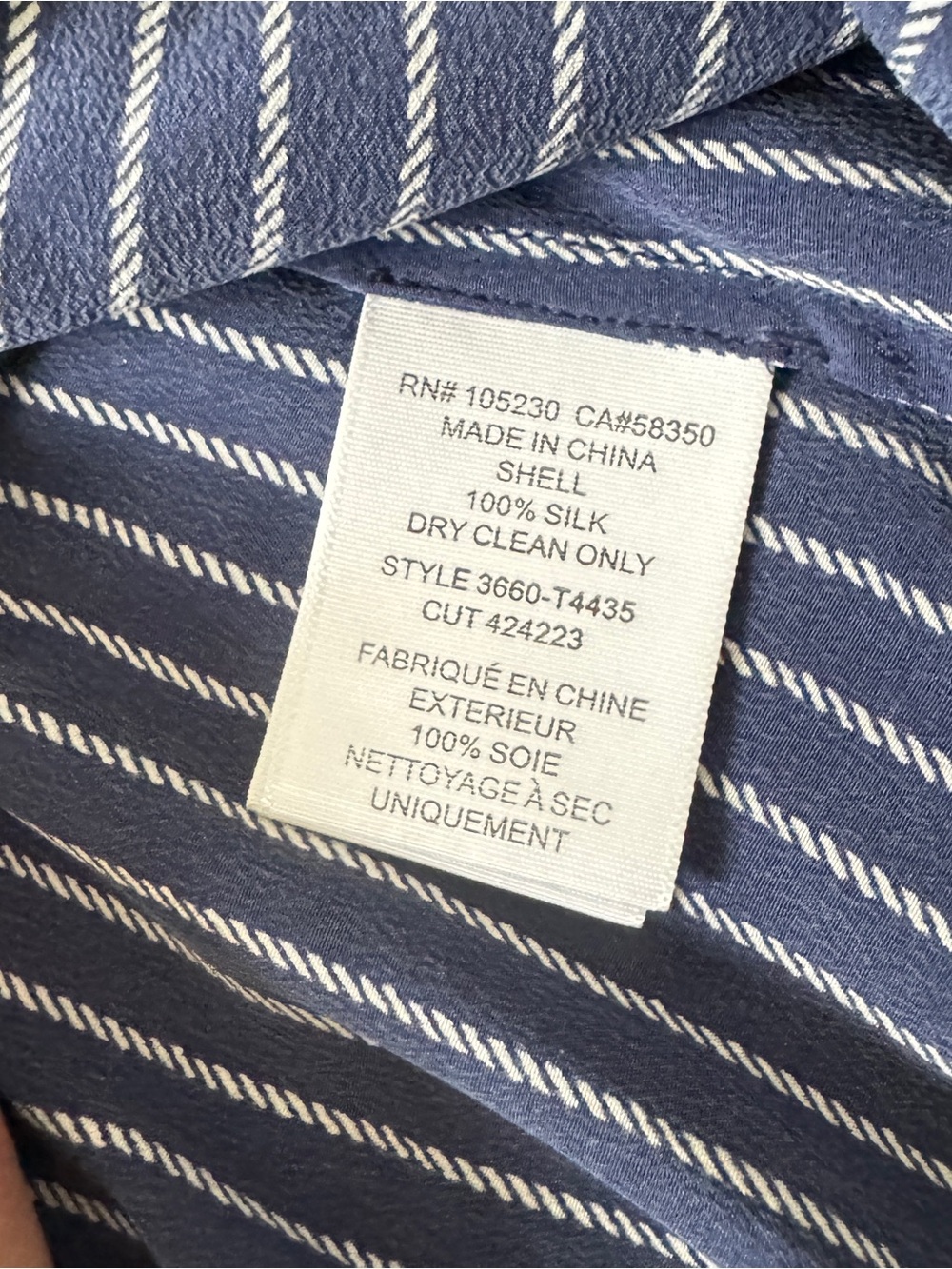Joie Navy & White 100% Silk Striped Tank & Skirt Set – Top XS / Skirt S - Picture 9 of 11